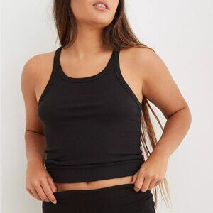 *NWT Aerie Real Soft® Ribbed Tank Top Sycamore True Black M or L